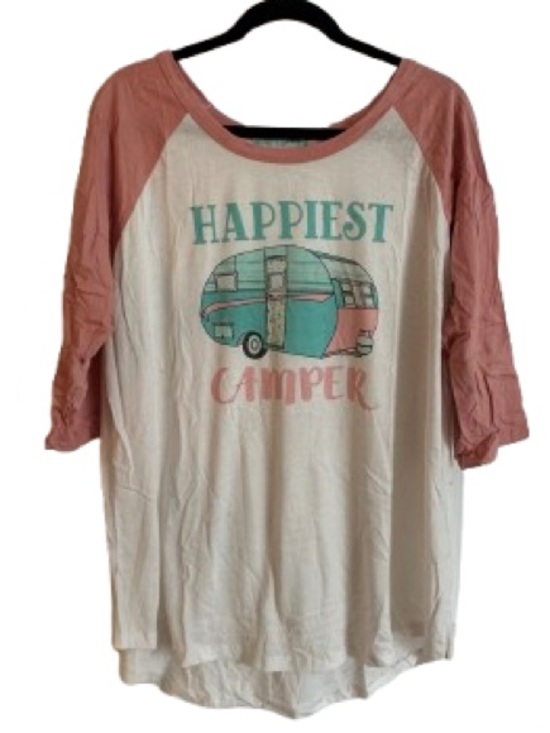 Southern Grace Tops - Southern Grace Cream Tee with Dusty Pink Trim